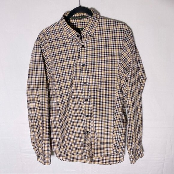 Eddie Bauer Yellow Burgundy Plaid Cotton Long Sleeve Relaxed Fit Button Up Top M - Picture 15 of 15